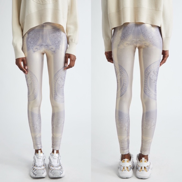 Versace La Coupe des Dieux High Waisted Leggings Metallic 42 IT 6 US NWT - Picture 1 of 17